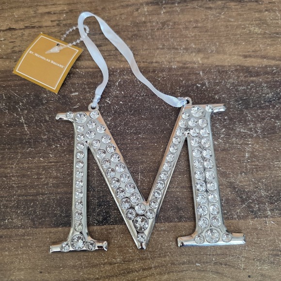 St Nicholas Square Other - St Nicholas Square‎ Silver Rhinestone Letter "M" Christmas Ornament Decoration